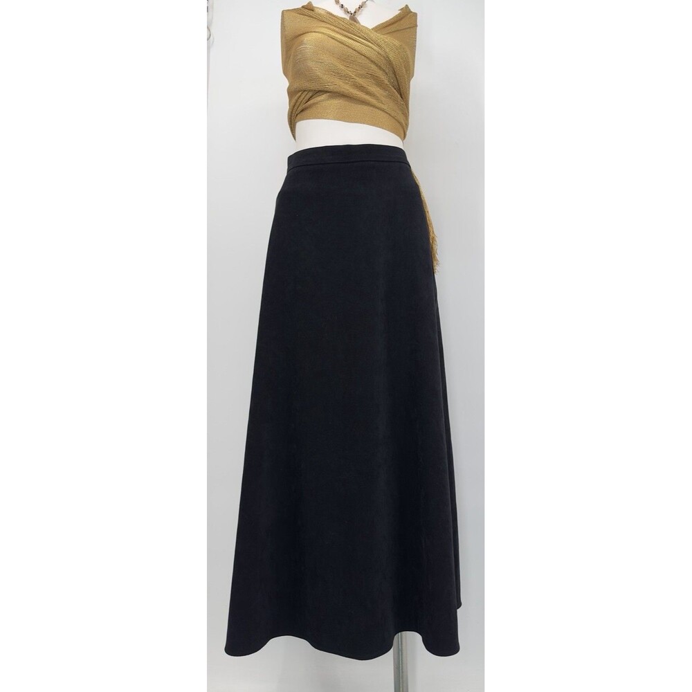 Vtg long Black Velvet Maxi Skirt Sz 10 A-Line Elegant Goth wihimsigoth  gothic M